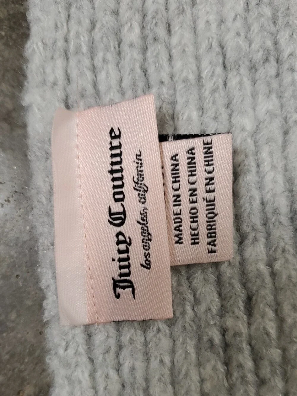 Juicy Couture Cozy Soft Light Gray Ribbed Knit Scarf
